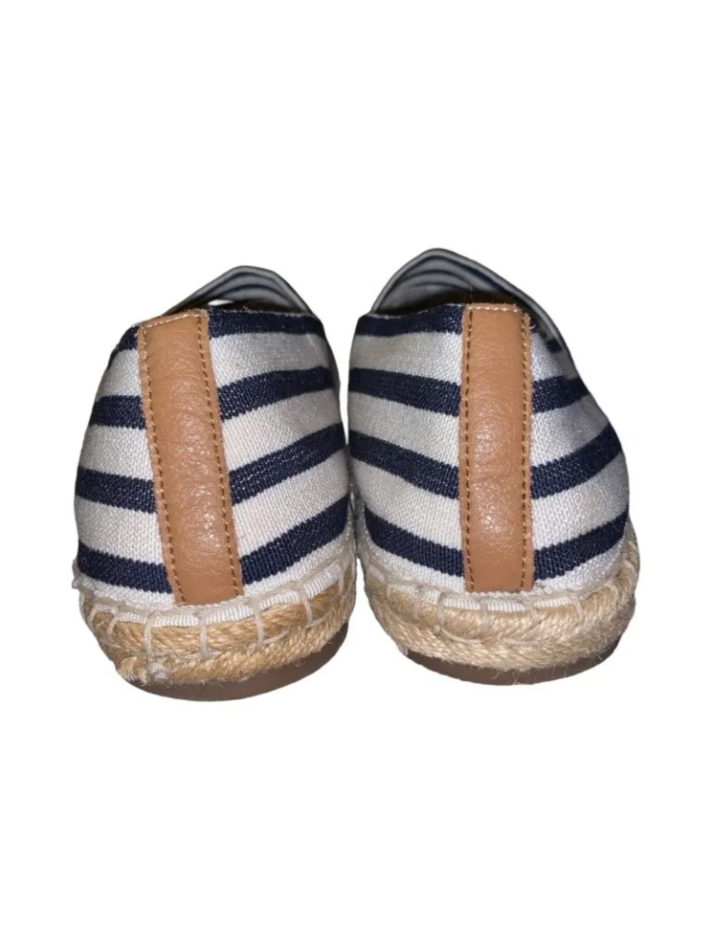 Vionic Navy and White Striped Espadrille Flats